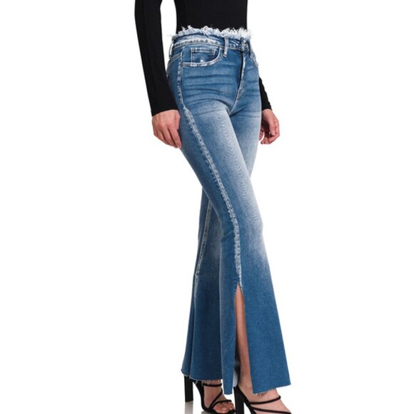Waist Raw Edged Denim Pants